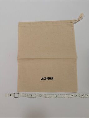 Jacquemus Natural Canvas Drawstring Pouch with Black Logo